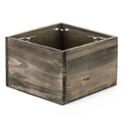Wood Square Planter Box With Plastic Liner, 6" X 6" X 4" (Wholesale 24 PCS/Case) -Home Decoration Discount wpcb060604