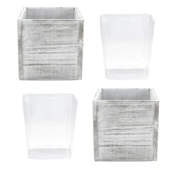 Natural Wood Cube White Planter Box With Plastic Liner, 5" X 5" X 5" (Wholesale 24 PCS/Case) 5 Natural Wood Cube White Planter Box With Plastic Liner, 5" X 5" X 5" (Wholesale 24 PCS/Case) -Home Decoration Discount wpcb060606wt 2p main 1