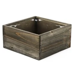 Case Of 12 - Wood Square Planter Box With Plastic Liner, 8" X 8" X 4" -Home Decoration Discount wpcb080804
