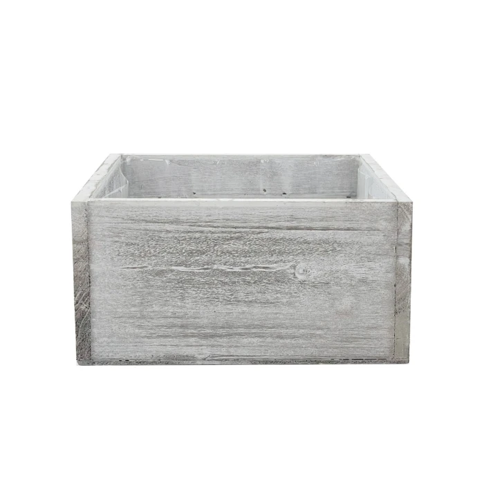 Wood Square White Planter Box With Plastic Liner, 8" X 8" X 4" (Wholesale 12 PCS/Case) 1 Wood Square White Planter Box With Plastic Liner, 8" X 8" X 4" (Wholesale 12 PCS/Case)