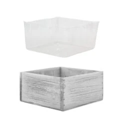 Wood Square White Planter Box With Plastic Liner, 8" X 8" X 4" (Wholesale 12 PCS/Case) 5 Wood Square White Planter Box With Plastic Liner, 8" X 8" X 4" (Wholesale 12 PCS/Case) -Home Decoration Discount wpcb080804wt 1p