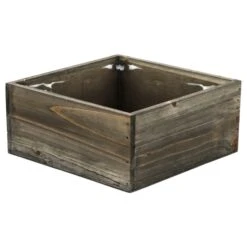 Case Of 6 - Wood Square Planter Box With Plastic Liner, 10" X 10" X 4"