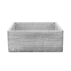 Wood Square White Wash Planter Box With Plastic Liner, 10" X 10" X 4" (Wholesale 6 PCS/Case) -Home Decoration Discount wpcb101004wt 1p2
