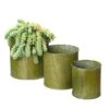 Case Of 36 - Corrugated Zinc Metal Cylinder Planter Pots, Set Of 3 (Wholesale 12 SETS/Case)