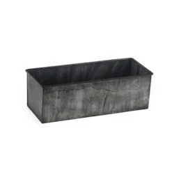 Case Of 6 - Iron Grey Finish Zinc Metal Rectangle Planter Box, 5" X 12" X 4"