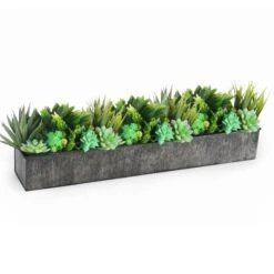 Case Of 4 - Iron Grey Finish Zinc Metal Rectangle Planter Box, 5" X 28" X 4" -Home Decoration Discount zicb052804 plant