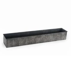 Case Of 4 - Iron Grey Finish Zinc Metal Rectangle Planter Box, 5" X 28" X 4"