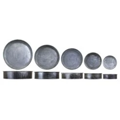 12 Sets Of 5 - Rustic Industrial Iron Grey Zinc Metal Cylinder Planter Trays -Home Decoration Discount zicy080802s5 002 1000