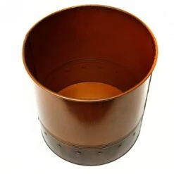 Copper Finish Zinc Metal Cylinder Planter, H-12" D-12" (Wholesale 4 PCS/Case) -Home Decoration Discount zicy121212cu 3c