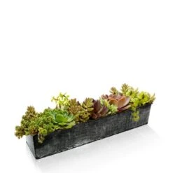 Case Of 4 - Iron Grey Finish Zinc Metal Rectangle Planter Box, 5" X 20" X 4" -Home Decoration Discount zinc rectangle planter iron zicb052004