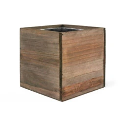 Case Of 24 - 5" Garden Wood Cube Box Planter With Zinc Metal Liner Vase -Home Decoration Discount zwcb040404 details 01 1 68375.1663185389.1280.1280