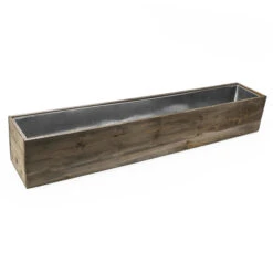 Case Of 4 - Wood Rectangle Planter Box With Metal Zinc Liner, 4" X 22" X 4"