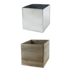 Case Of 24 - 5" Garden Wood Cube Box Planter With Zinc Metal Liner Vase -Home Decoration Discount zwcb050505 sd 1000 73834.1663185389.1280.1280