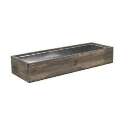 Case Of 6 - Wood Rectangle Planter Box With Metal Zinc Liner, 6" X 18" X 3" -Home Decoration Discount zwcb061803 details 01