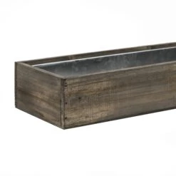 Case Of 6 - Wood Rectangle Planter Box With Metal Zinc Liner, 6" X 18" X 3" -Home Decoration Discount zwcb061803 details 02