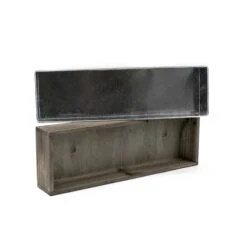 Case Of 6 - Wood Rectangle Planter Box With Metal Zinc Liner, 6" X 18" X 3" -Home Decoration Discount zwcb061803 details 03