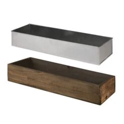 Case Of 6 - Wood Rectangle Planter Box With Metal Zinc Liner, 6" X 18" X 3" -Home Decoration Discount zwcb061803 split 1000
