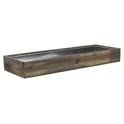 Case Of 6 - Wood Rectangle Planter Box With Metal Zinc Liner, 6" X 24" X 3" -Home Decoration Discount zwcb062403