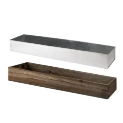 Case Of 6 - Wood Rectangle Planter Box With Metal Zinc Liner, 6" X 24" X 3" -Home Decoration Discount zwcb062403 split 1000