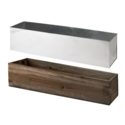 Wood Rectangle Planter Box With Metal Zinc Liner, 6" X 24" X 6" (Wholesale 4 PCS/Case) -Home Decoration Discount zwcb062406 split 1000