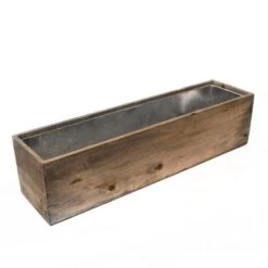 Wood Rectangle Planter Box With Metal Zinc Liner, 6" X 24" X 6" (Wholesale 4 PCS/Case) -Home Decoration Discount zwcb062406lb