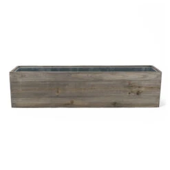 Case Of 4 - Wood Rectangle Planter Box With Metal Zinc Liner, 4" X 22" X 4" -Home Decoration Discount zwcb062406s2 details 05 2 34536.1663176539.1280.1280