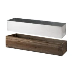 Case Of 4 - Wood Rectangle Planter Box With Metal Zinc Liner, 6" X 30" X 6" -Home Decoration Discount zwcb063006 split 1000 59649.1663193786.1280.1280