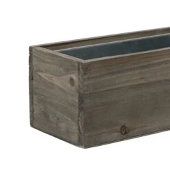 Case Of 2 - Wood Rectangle Planter Box With Metal Zinc Liner, 6" X 36" X 6" -Home Decoration Discount zwcb063006s2 details 012 1