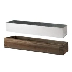 Case Of 2 - Wood Rectangle Planter Box With Metal Zinc Liner, 6" X 36" X 6" -Home Decoration Discount zwcb063606 split 1000