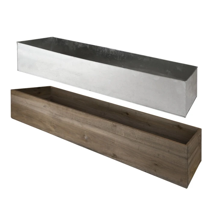 Wood Rectangle Planter Box With Metal Zinc Liner, 8" X 40" X 8" (Wholesale 2 PCS/Case) 4 Wood Rectangle Planter Box With Metal Zinc Liner, 8" X 40" X 8" (Wholesale 2 PCS/Case) - Image 4