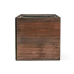 Wood Cube Planter Box With Zinc Metal Liner, 10" X 10" X 10" (Wholesale 4 PCS/Case) 14 Wood Cube Planter Box With Zinc Metal Liner, 10" X 10" X 10" (Wholesale 4 PCS/Case) -Home Decoration Discount zwcb101010 main 01